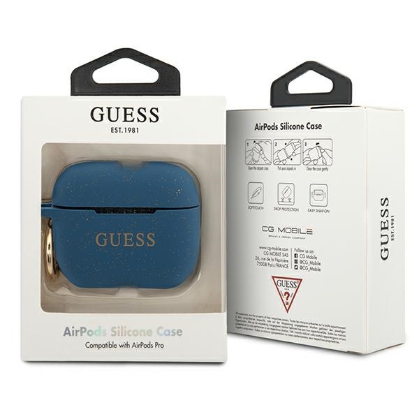 Kryt Guess GUACAPSILGLBL Apple AirPods Pro cover blue Silicone Glitter