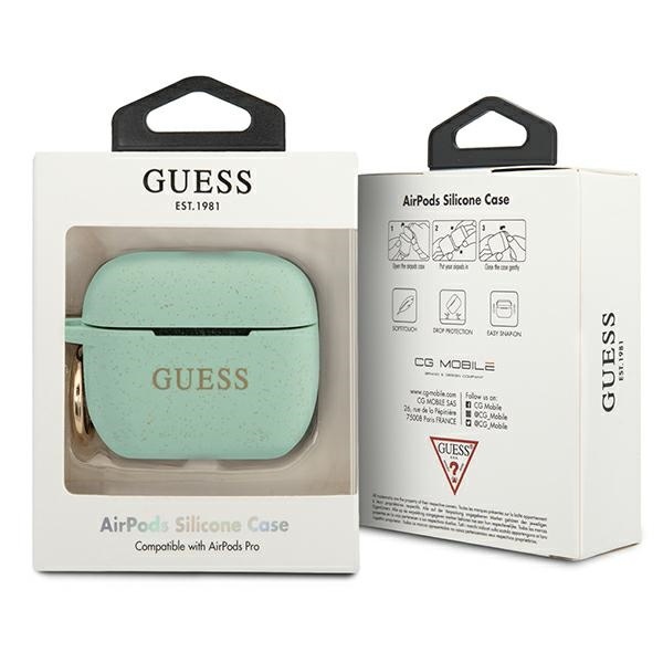 Kryt Guess GUACAPSILGLGN Apple AirPods Pro cover green Silicone Glitter
