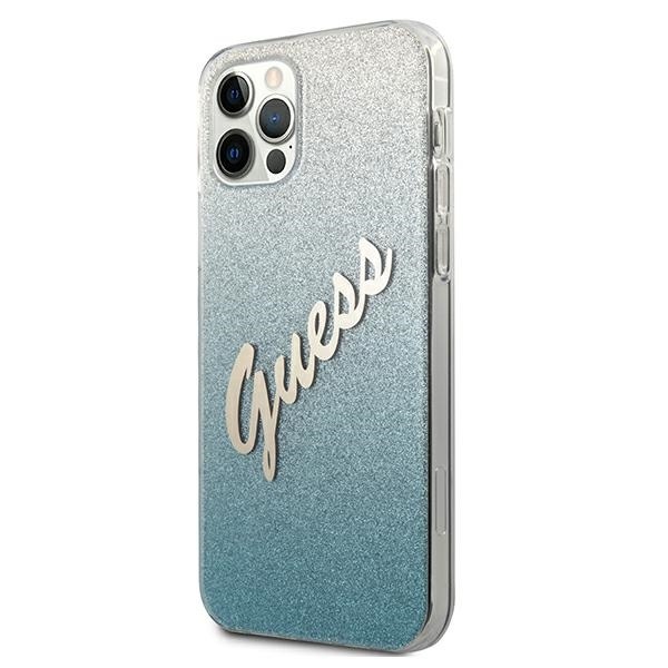 Kryt Guess GUHCP12LPCUGLSBL Apple iPhone 12 Pro Max blue hardcase Glitter Gradient Script
