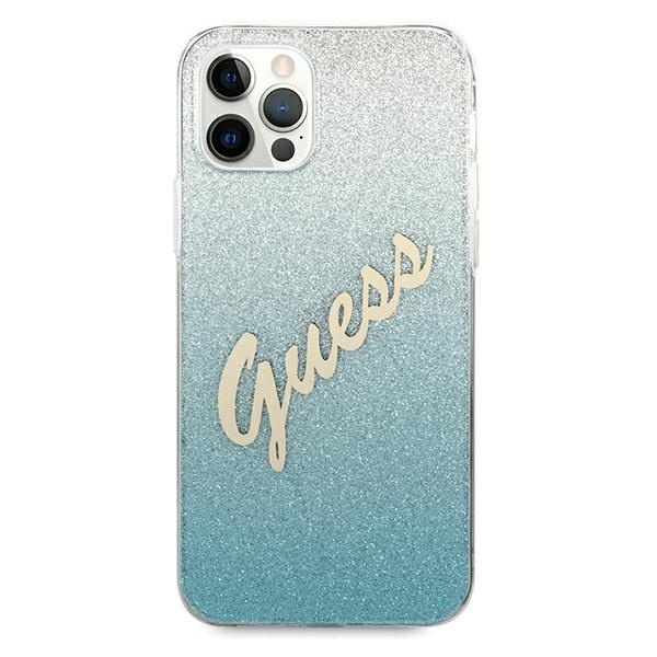 Kryt Guess GUHCP12LPCUGLSBL Apple iPhone 12 Pro Max blue hardcase Glitter Gradient Script