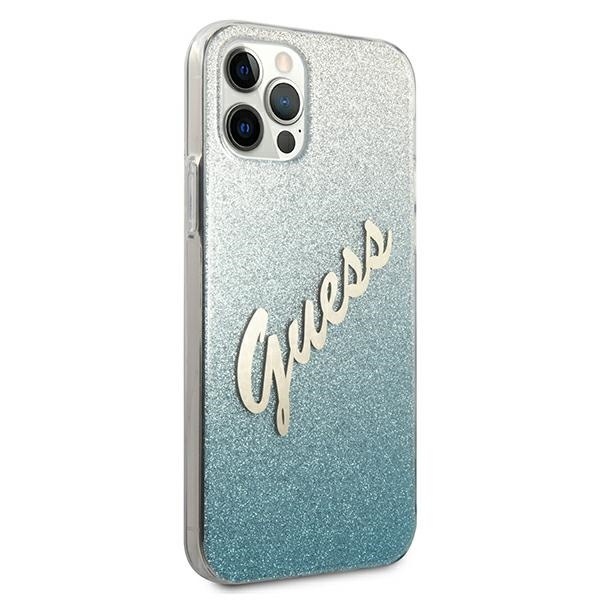 Kryt Guess GUHCP12LPCUGLSBL Apple iPhone 12 Pro Max blue hardcase Glitter Gradient Script