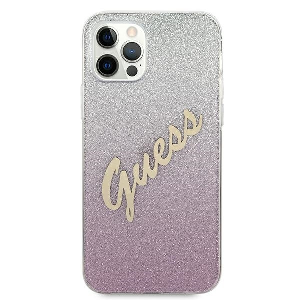 Kryt Guess GUHCP12LPCUGLSPI Apple iPhone 12 Pro Max pink hardcase Glitter Gradient Script