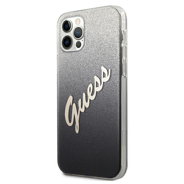 Kryt Guess GUHCP12MPCUGLSBK Apple iPhone 12/12 Pro black hardcase Glitter Gradient Script