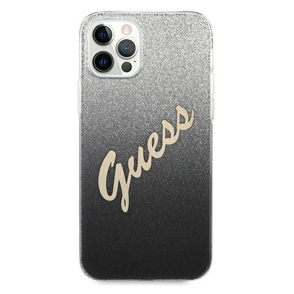 Kryt Guess GUHCP12MPCUGLSBK Apple iPhone 12/12 Pro black hardcase Glitter Gradient Script