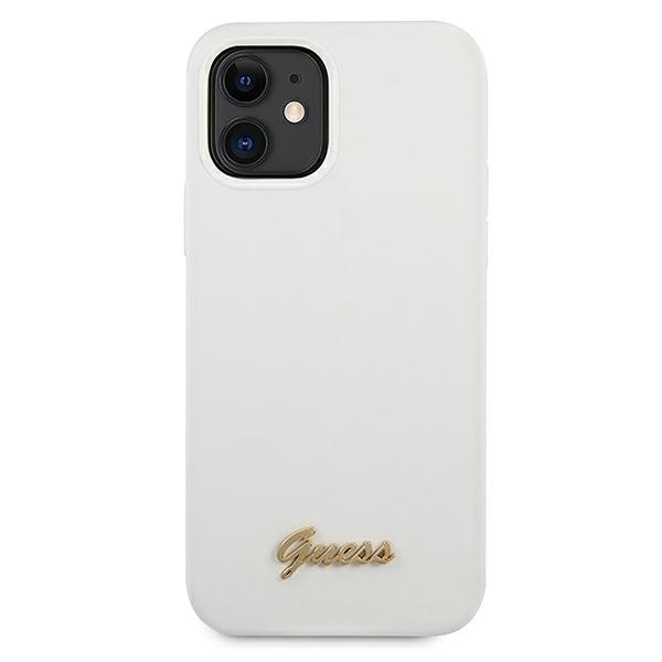 Kryt Guess GUHCP12SLSLMGWH Apple iPhone 12 mini white hardcase Metal Logo Script