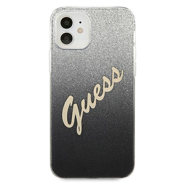 Kryt Guess GUHCP12SPCUGLSBK Apple iPhone 12 mini black hardcase Glitter Gradient Script