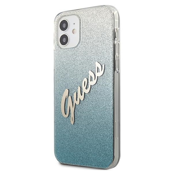 Kryt Guess GUHCP12SPCUGLSBL Apple iPhone 12 mini blue hardcase Glitter Gradient Script