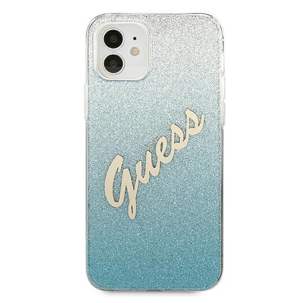 Kryt Guess GUHCP12SPCUGLSBL Apple iPhone 12 mini blue hardcase Glitter Gradient Script