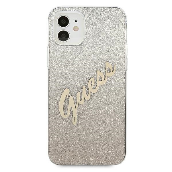 Kryt Guess GUHCP12SPCUGLSGO Apple iPhone 12 mini gold hardcase Glitter Gradient Script