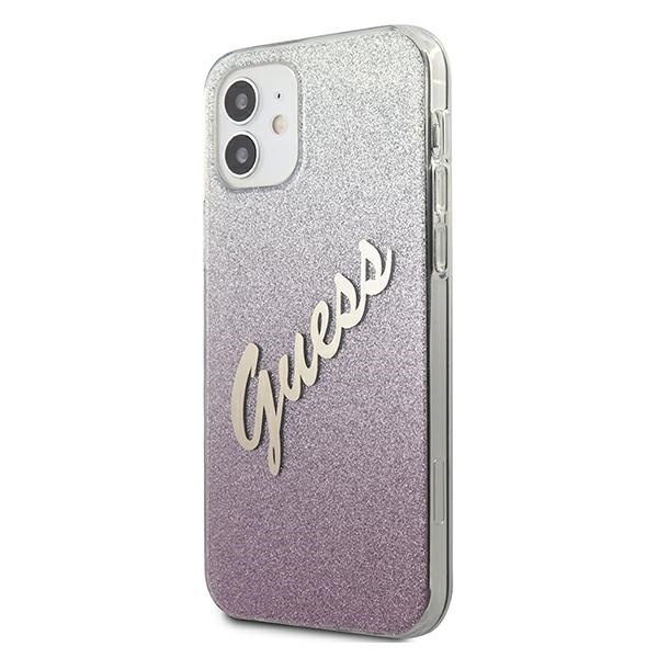 Kryt Guess GUHCP12SPCUGLSPI Apple iPhone 12 mini pink hardcase Glitter Gradient Script