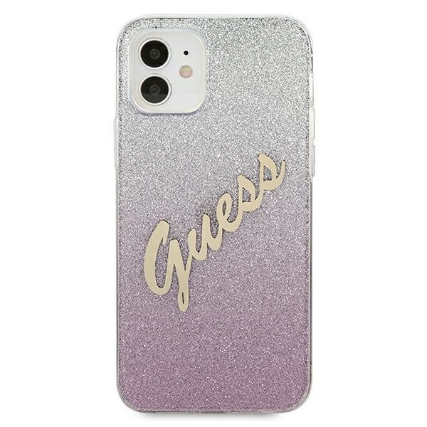 Kryt Guess GUHCP12SPCUGLSPI Apple iPhone 12 mini pink hardcase Glitter Gradient Script