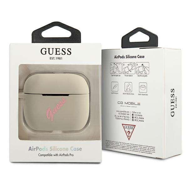 Kryt Guess GUACAPLSVSGP Apple AirPods Pro cover grey pink Silicone Vintage