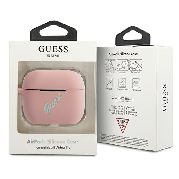 Kryt Guess GUACAPLSVSPG Apple AirPods Pro cover pink green Silicone Vintage