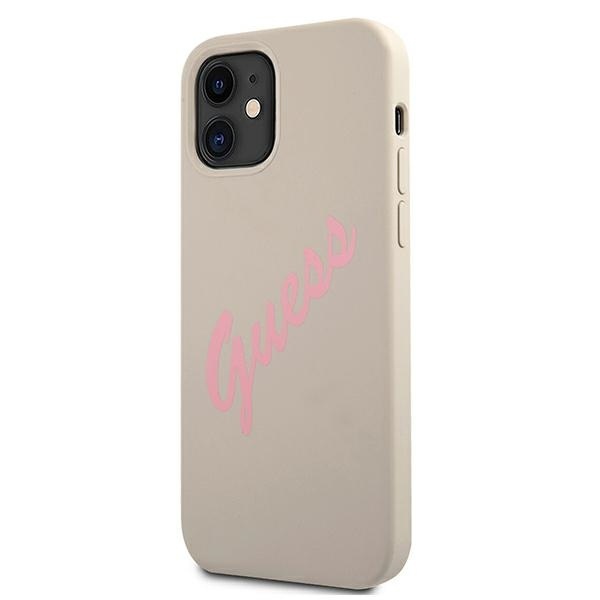 Kryt Guess GUHCP12SLSVSGP Apple iPhone 12 mini grey pink hardcase Silicone Vintage