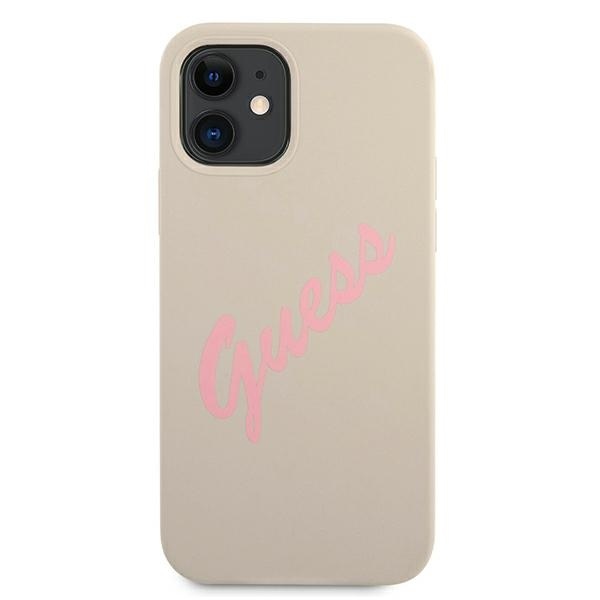 Kryt Guess GUHCP12SLSVSGP Apple iPhone 12 mini grey pink hardcase Silicone Vintage