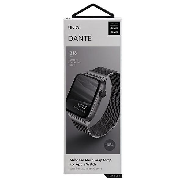 Kryt UNIQ Dante strap Apple Watch Series 4/5/6/7/SE 40/41mm Stainless Steel graphite