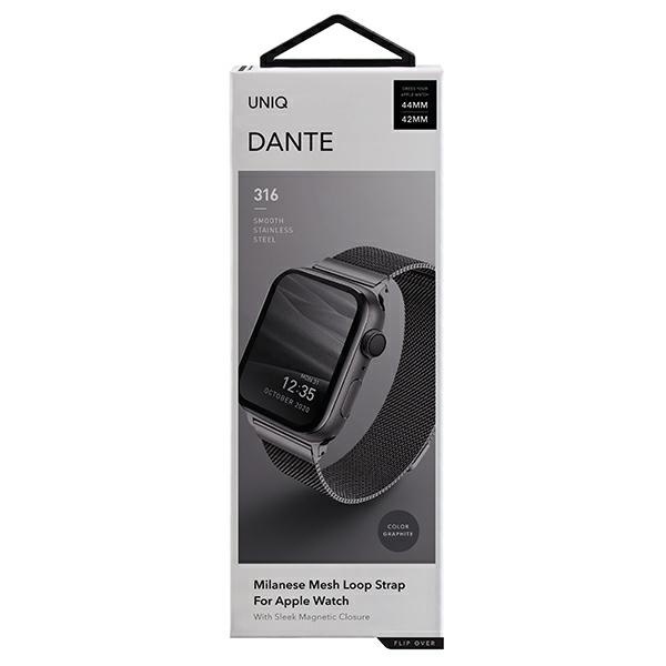 Kryt UNIQ Dante strap Apple Watch Series 4/5/6/7/SE/8/Ultra 44/45/49mm Stainless Steel graphite