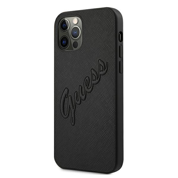 Kryt Guess GUHCP12LRSAVSBK Apple iPhone 12 Pro Max black hardcase Saffiano Vintage Script