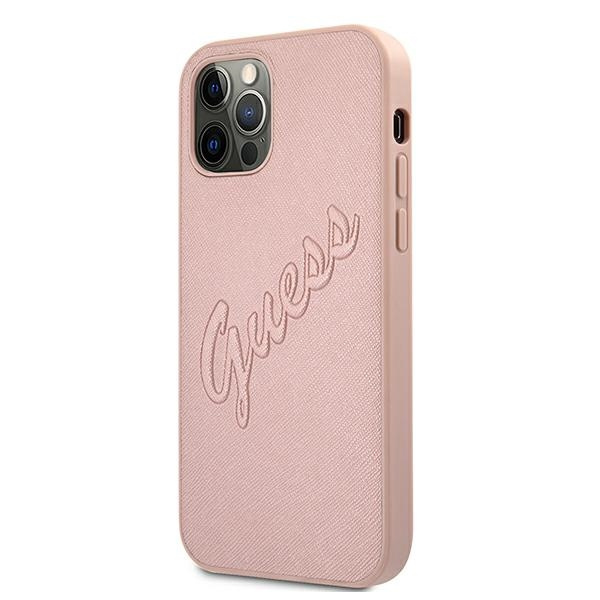 Kryt Guess GUHCP12LRSAVSRG Apple iPhone 12 Pro Max pink hardcase Saffiano Vintage Script