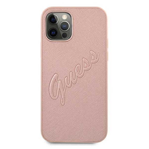 Kryt Guess GUHCP12LRSAVSRG Apple iPhone 12 Pro Max pink hardcase Saffiano Vintage Script