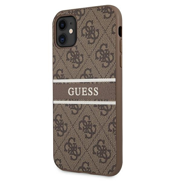 Kryt Guess GUHCN614GDBR Apple iPhone 11 brown hardcase 4G Stripe