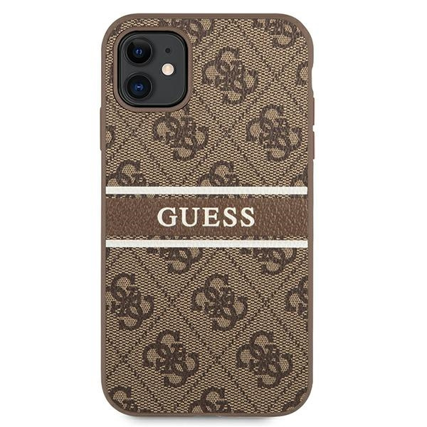 Kryt Guess GUHCN614GDBR Apple iPhone 11 brown hardcase 4G Stripe
