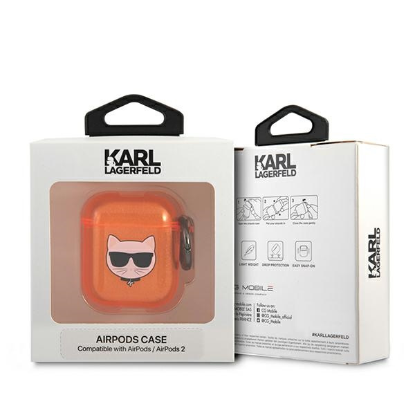 Kryt Karl Lagerfeld KLA2UCHFO Apple AirPods cover orange Choupette