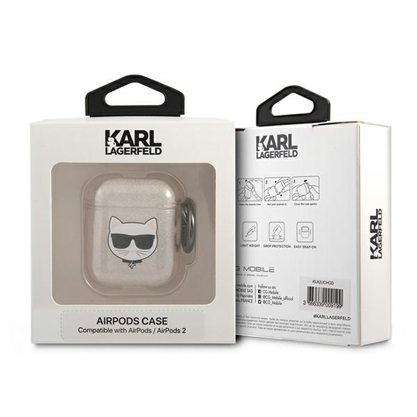 Kryt Karl Lagerfeld KLA2UCHGD Apple AirPods cover gold Glitter Choupette