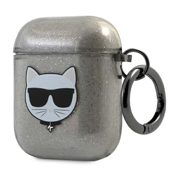 Kryt Karl Lagerfeld KLA2UCHGK Apple AirPods cover black Glitter Choupette