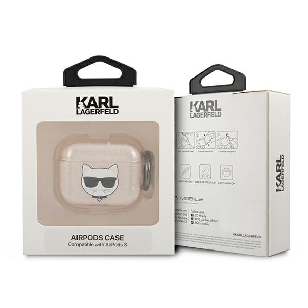 Kryt Karl Lagerfeld KLA3UCHGD Apple AirPods 3 cover gold Glitter Choupette