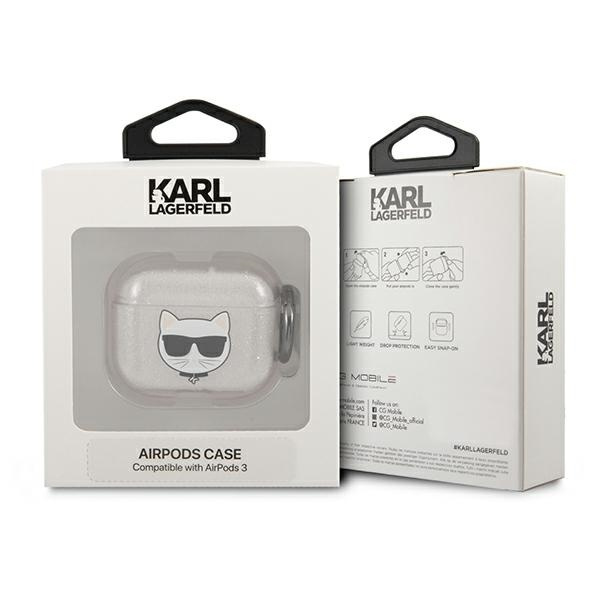 Kryt Karl Lagerfeld KLA3UCHGS Apple AirPods 3 cover silver Glitter Choupette