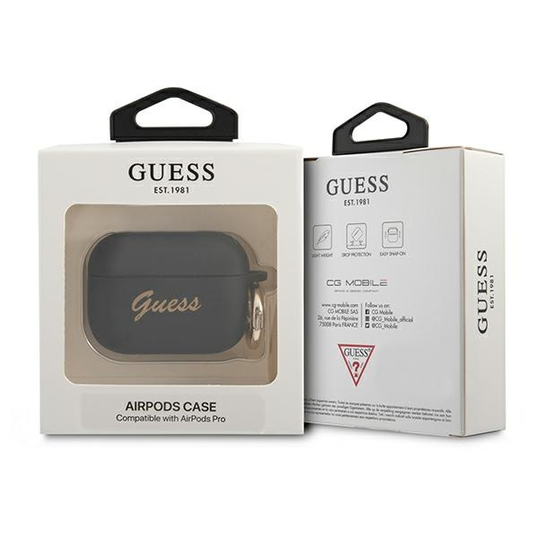 Kryt Guess GUAPSSSK Apple AirPods Pro cover black Silicone Vintage Script