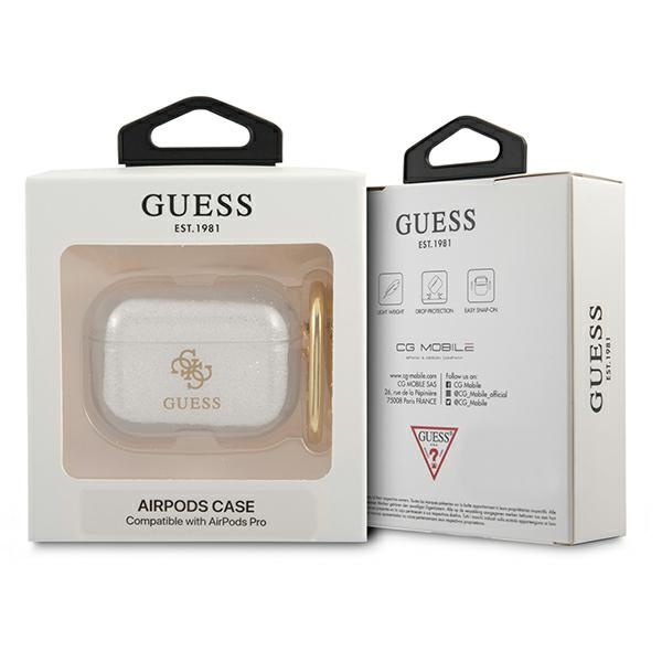 Kryt Guess GUAPUCG4GT Apple AirPods Pro cover Transparent Glitter Collection