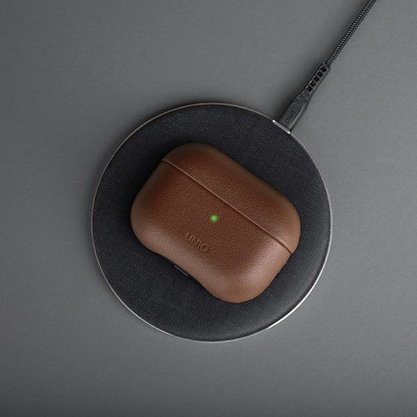 Kryt UNIQ Terra Apple AirPods Pro Genuine Leather olive