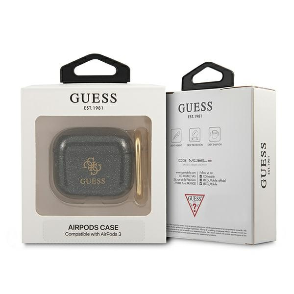 Kryt Guess GUA3UCG4GK Apple AirPods 3 cover black Glitter Collection