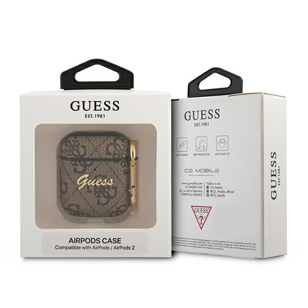 Kryt Guess GUA24GSMW Apple AirPods cover brown 4G Script Metal Collection