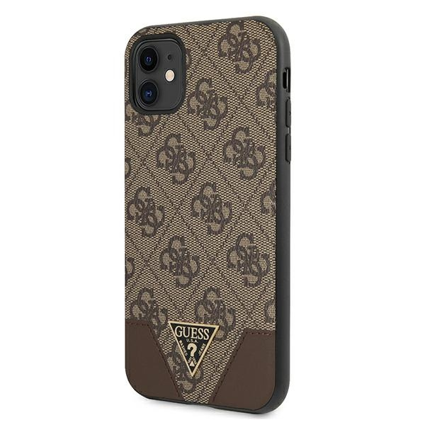 Kryt Guess GUHCN61PU4GHBR Apple iPhone 11 brown hardcase 4G Triangle Collection