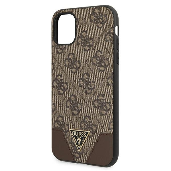 Kryt Guess GUHCN61PU4GHBR Apple iPhone 11 brown hardcase 4G Triangle Collection