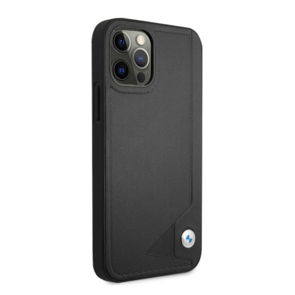 Kryt BMW BMHCP12LRCDPK Apple iPhone 12 Pro Max black hardcase Leather Deboss
