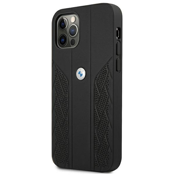 Kryt BMW BMHCP12LRSPPK Apple iPhone 12 Pro Max black hardcase Leather Curve Perforate