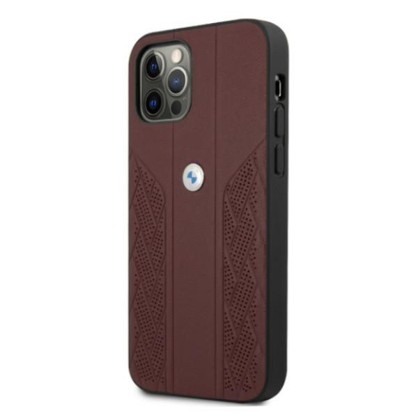 Kryt BMW BMHCP12LRSPPR Apple iPhone 12 Pro Max red hardcase Leather Curve Perforate