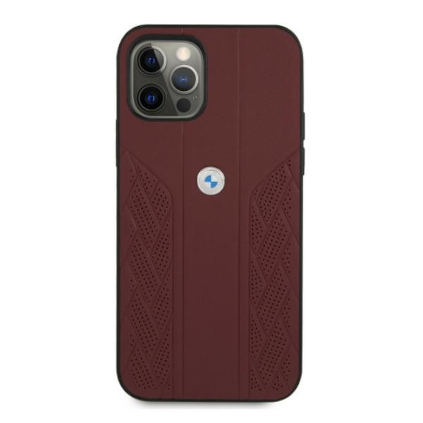 Kryt BMW BMHCP12LRSPPR Apple iPhone 12 Pro Max red hardcase Leather Curve Perforate