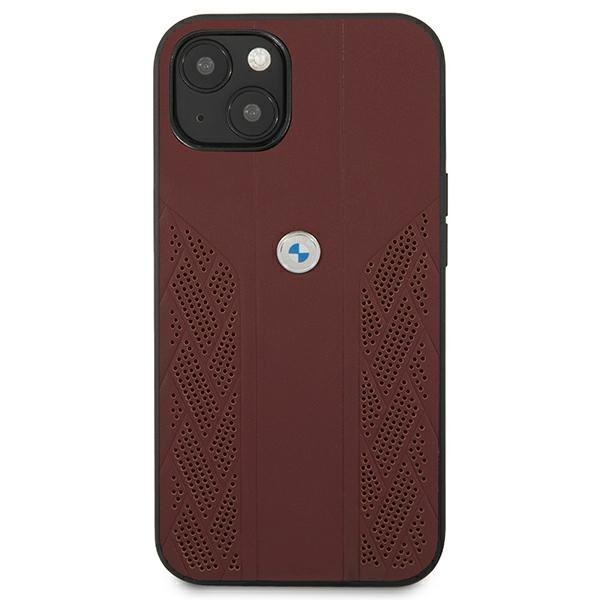 Kryt BMW BMHCP13MRSPPR Apple iPhone 13 red hardcase Leather Curve Perforate
