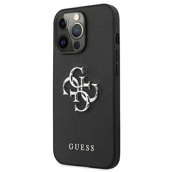 Kryt Guess GUHCP13LSA4GSBK Apple iPhone 13 Pro black hardcase Saffiano 4G Metal Logo