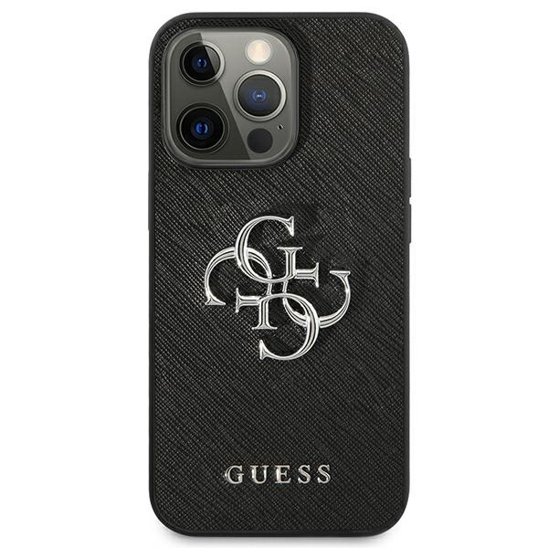 Kryt Guess GUHCP13LSA4GSBK Apple iPhone 13 Pro black hardcase Saffiano 4G Metal Logo