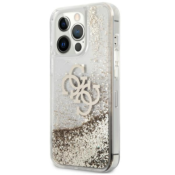 Kryt Guess GUHCP13XLG4GGO Apple iPhone 13 Pro Max gold hardcase 4G Big Liquid Glitter