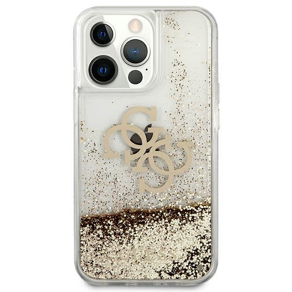 Kryt Guess GUHCP13XLG4GGO Apple iPhone 13 Pro Max gold hardcase 4G Big Liquid Glitter