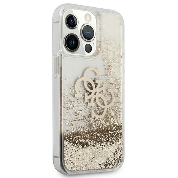 Kryt Guess GUHCP13XLG4GGO Apple iPhone 13 Pro Max gold hardcase 4G Big Liquid Glitter