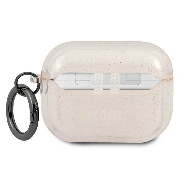 Kryt Karl Lagerfeld KLAPUKHGD Apple AirPods Pro cover gold Glitter Karl`s Head