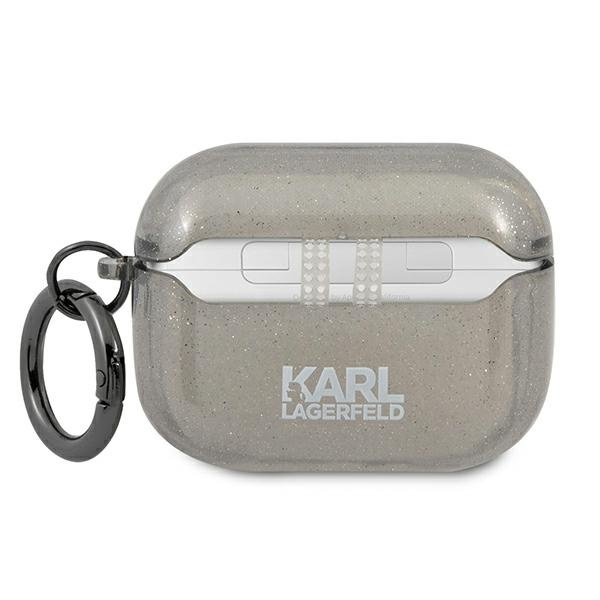 Kryt Karl Lagerfeld KLAPUKHGK Apple AirPods Pro cover black Glitter Karl`s Head